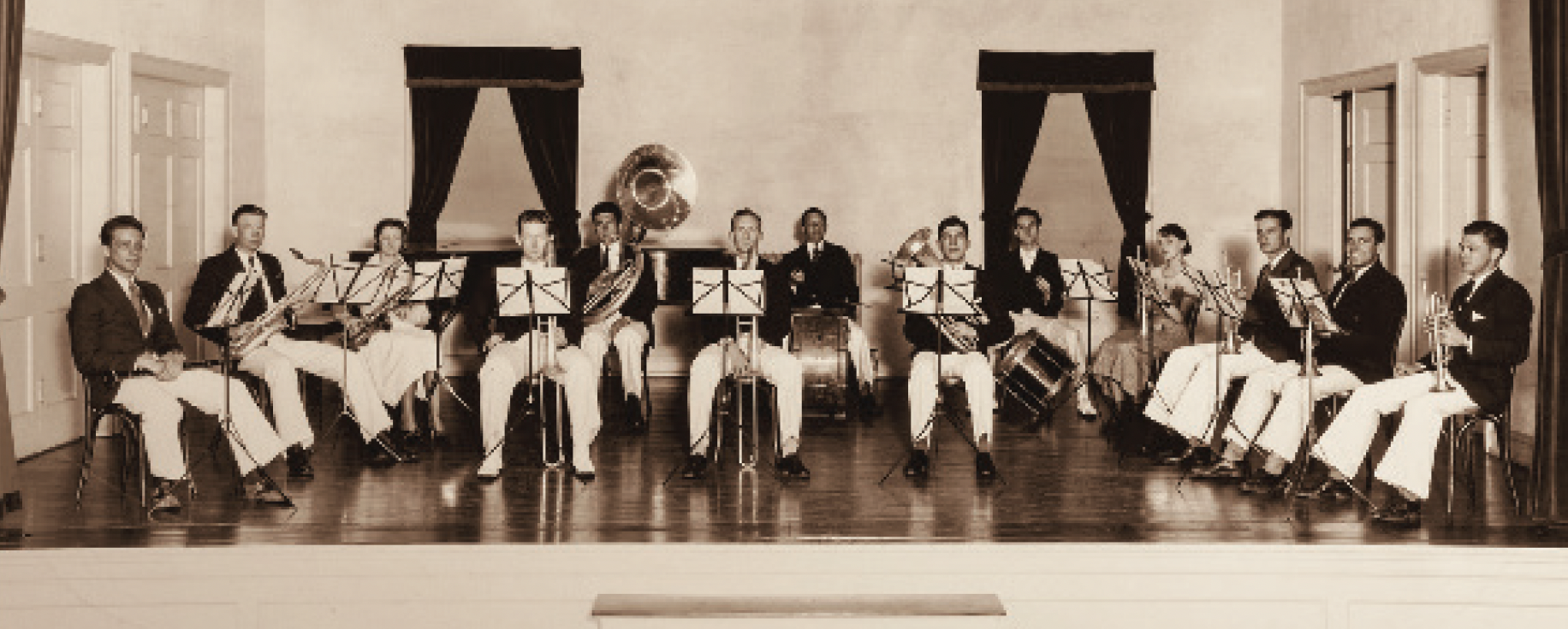 King College Band on the Chapel stage, 1932-1933 | History of King University